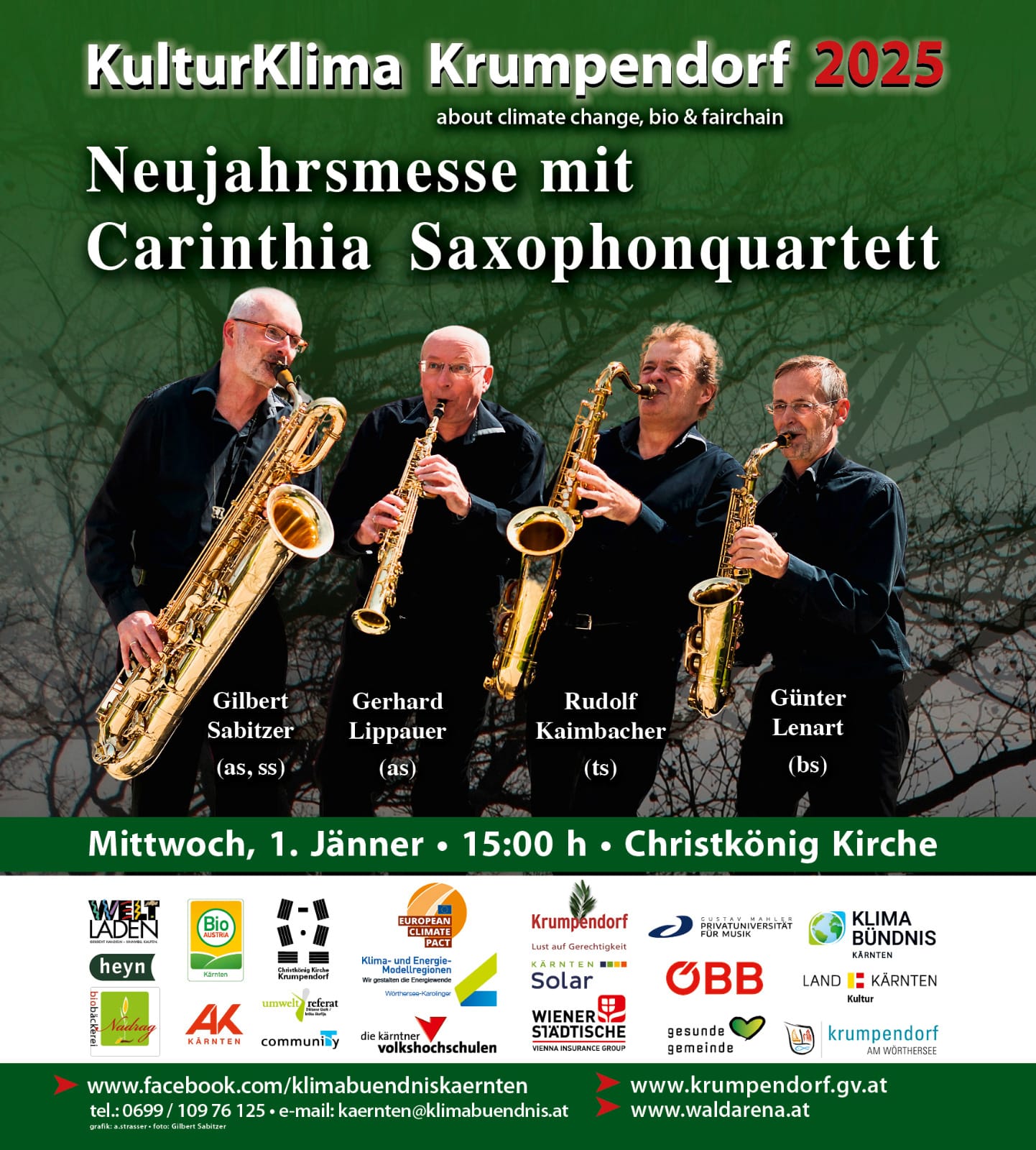 Mi., 01.01.25, 15:00 Uhr, ChristkönigKirche Krumpendorf: Carinthia Saxophonquartett