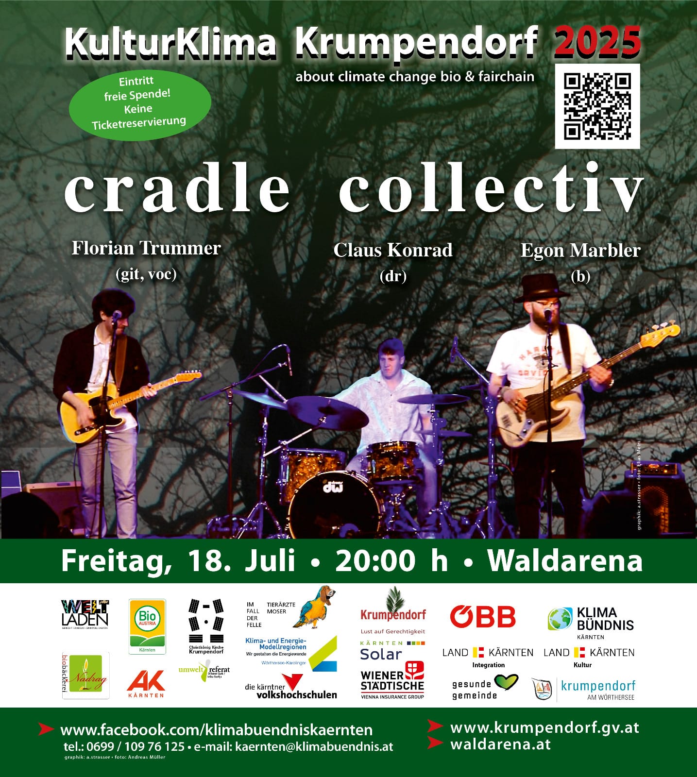 Fr., 18.07., 20:00 Uhr: cradle collectiv - Egon Marbler, b., Claus Konrad, dr., Florian Trummer, git, voc., Cradle Collective ist eine österreichische Band, die im Jahr 2016 gegründet wurd