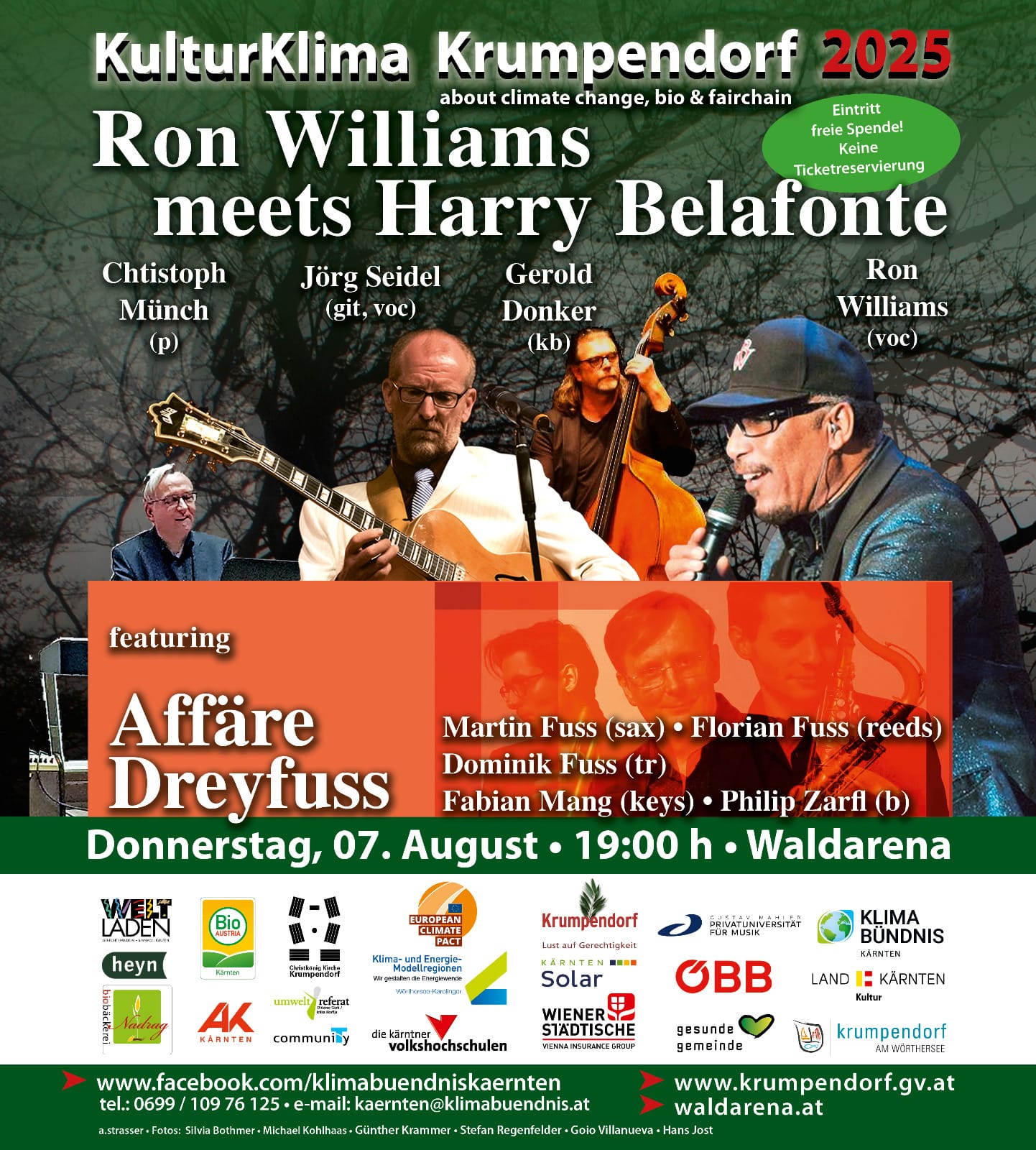 Do.,07.08., 19:00 Uhr: RON WILLIAMS MEETS HARRY BELAFONTE Ron Williams & 21:00 Uhr: Affäre Dreyfuss