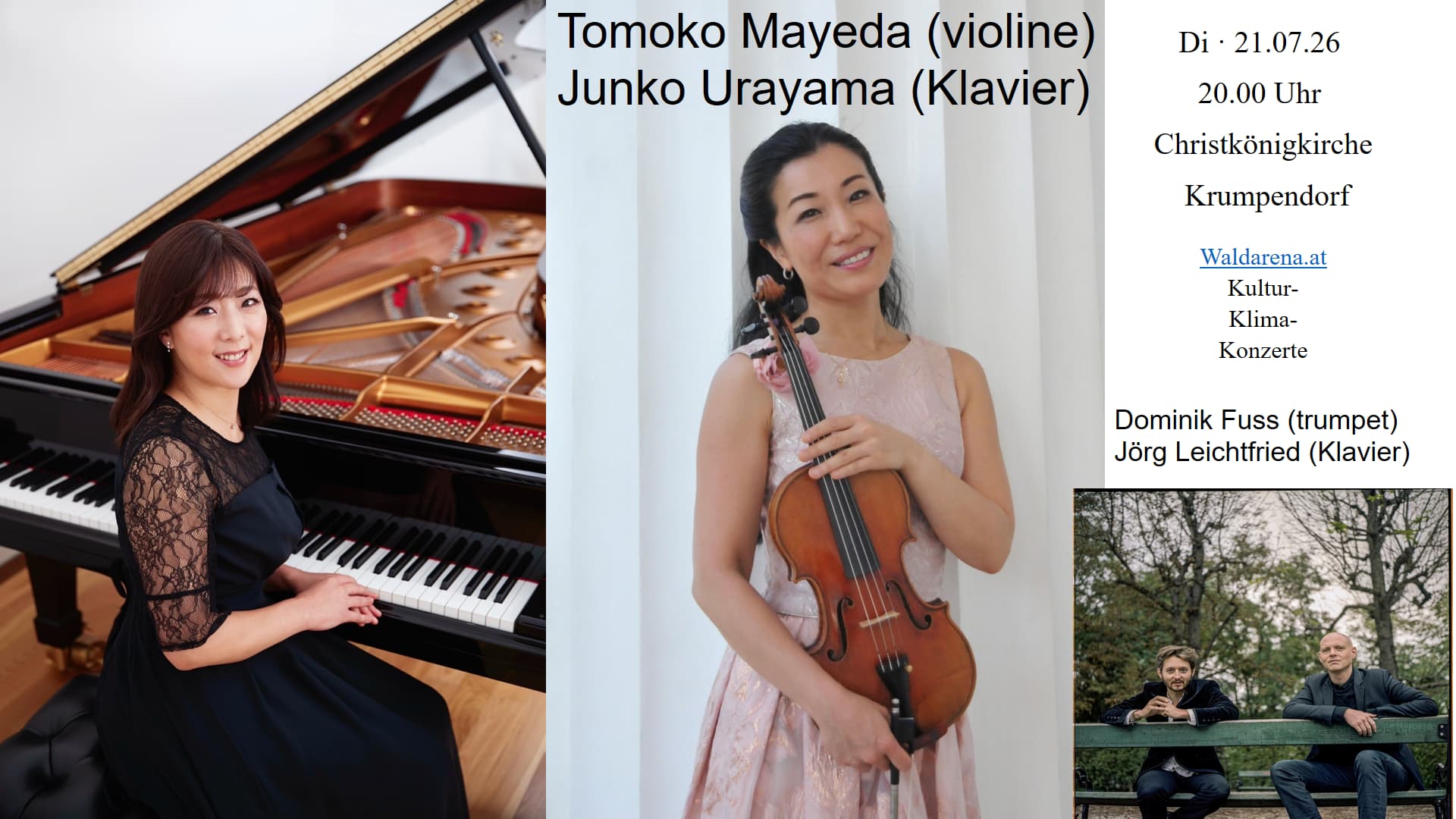 Di. 21.07.: Doppelkonzert: Tomoko Mayeda & Junko Urayama - Dominik Fuss & Jörg Leichtfried