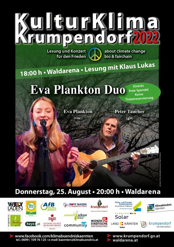 25.August - 18:00 Uhr Lesung Klaus Lukas - 20:00 Uhr Eva Plankton Duo