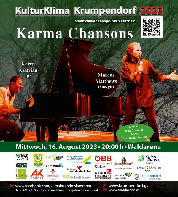 16.August - 20:00 Uhr „KARMA CHANSONS“ Karen Asatrian (p.) Marcus Matthews (voc., git.)