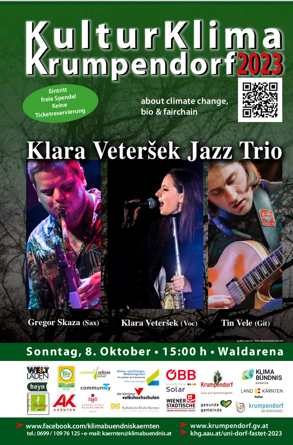 So 8.Okt. 15:00 Uhr Waldarena Klara Veteršek Jazz Trio