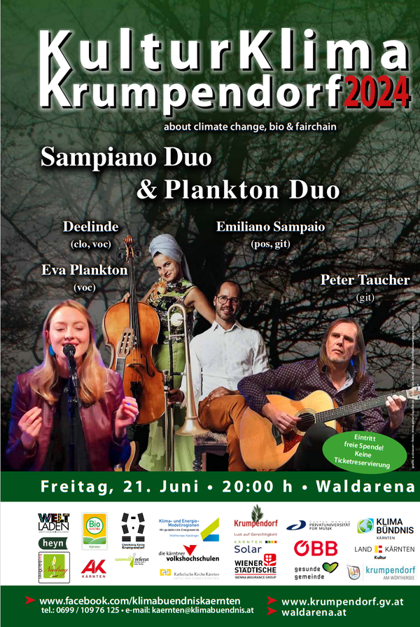 Fr. 21.06.24, 20:00 Uhr, Waldarena: DeeLinde / Emiliano Sampiano & Eva Plankton Duo