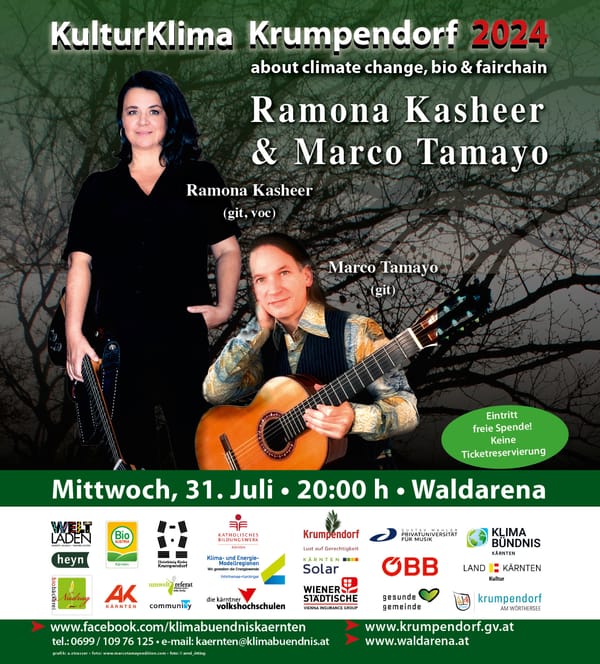 Mi.,31.07.24, 20:00 Uhr, Waldarena: Marco Tamayo & Ramona Kasheer