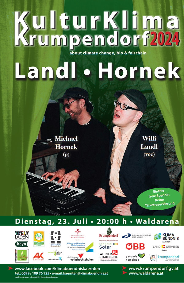 Di., 23.07.,24, 20:00 Uhr, Waldarena Krumpendorf: willi landl (voc.) michael hornek (piano)