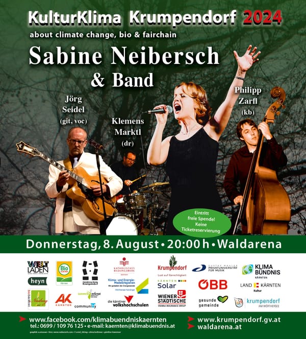 Do, 08.08.24. 20:00 Uhr Waldarena: Sabine Neibersch, Jörg Seidel Philipp Zarfl Klemens Marktl