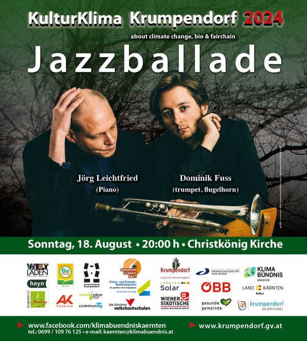 So., 18.08.24, 20:00 Uhr, Waldarena: Dominik Fuss (Trompete) & Jörg Leichtfried (Piano)