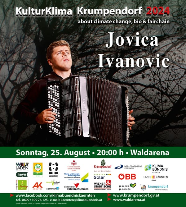 So., 25.08.24, 20.00 Uhr Waldarena:  Jovica Ivanović (acc.)