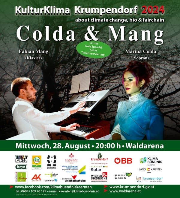 Mi., 28.08.24, 20:00 Uhr Waldarena: Marina Colda (voc.)  Fabian Mang (Klavier)