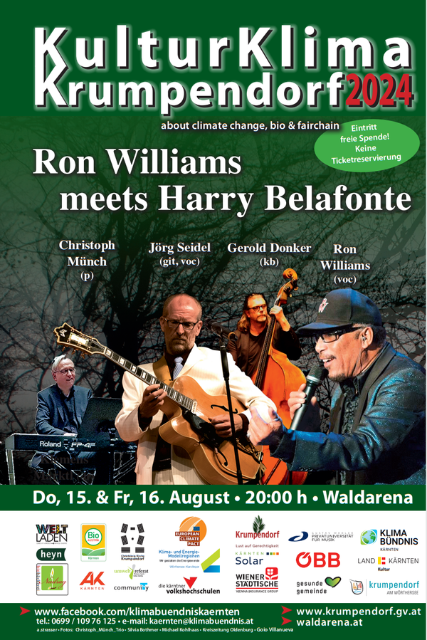 Do. 15..08., 21:00 Uhr & Fr. 16.08. 20:00 Uhr Waldarena: RON WILLIAMS MEETS HARRY BELAFONTE