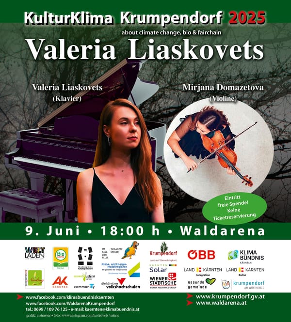 Mo.,09.06,18:00 Uhr: Valeria Liaskovets - Klavier & Mirjana Domazetova - Violine