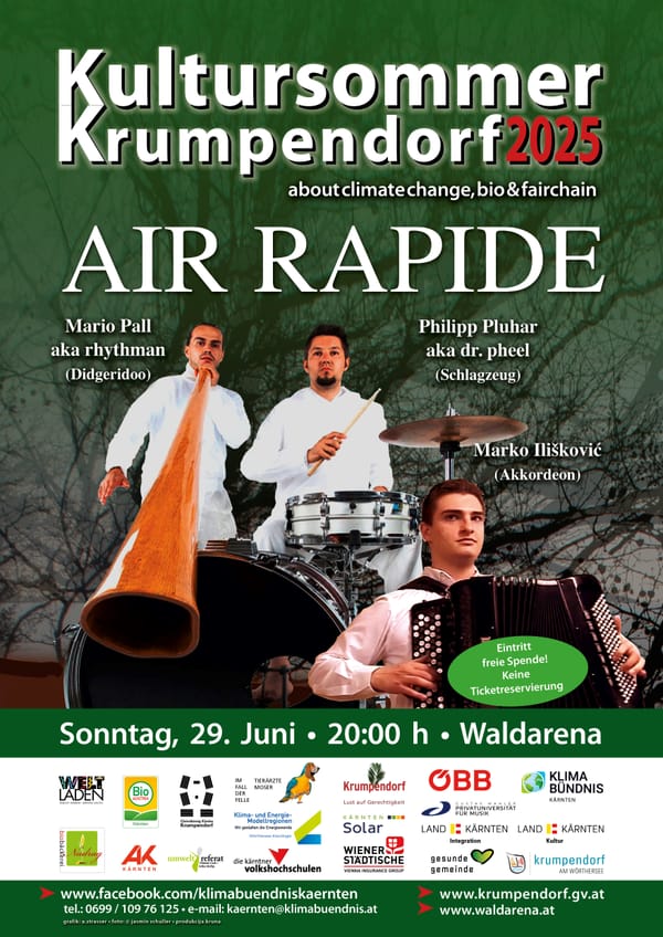 So., 29.06.,20:00 Uhr: AIR RAPIDE  (Philipp Pluhar, drums) Mario Pall (didgeridoo) Marko Ilišković (acc.)
