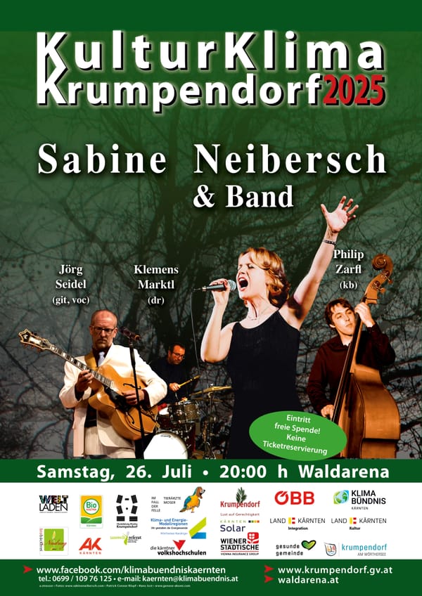 Sa.,26.07., 20.00 Uhr: Sabine Neibersch Jörg Seidel Philipp Zarfl  Klemens Marktl (bei Regen in der Christkönigkirche)