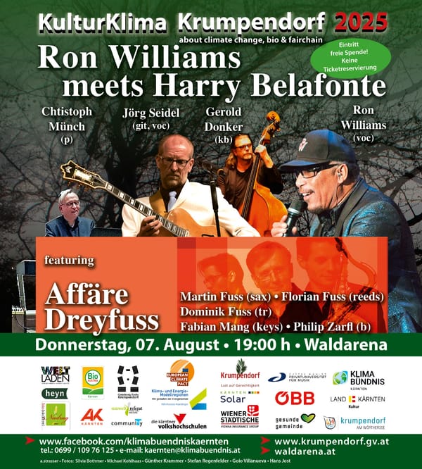 Do.,07.08., 19:00 Uhr: RON WILLIAMS MEETS HARRY BELAFONTE Ron Williams & 21:00 Uhr: Affäre Dreyfuss