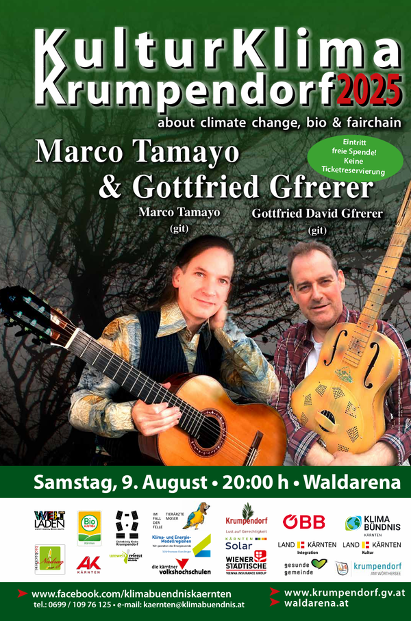 Sa.,09.08., 20.00 Uhr: Marco Tamayo (Gitarre)  / Gottfried Gfrerer (git.,voc)